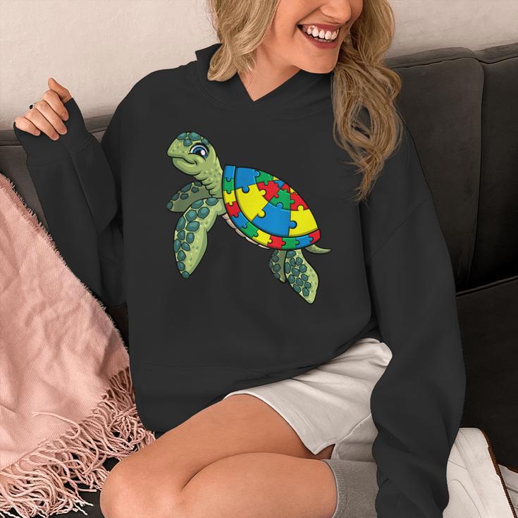Turtle Puzzle Pieces For Autism Awareness Kids Women Teacher Women's Hoodie, funny design