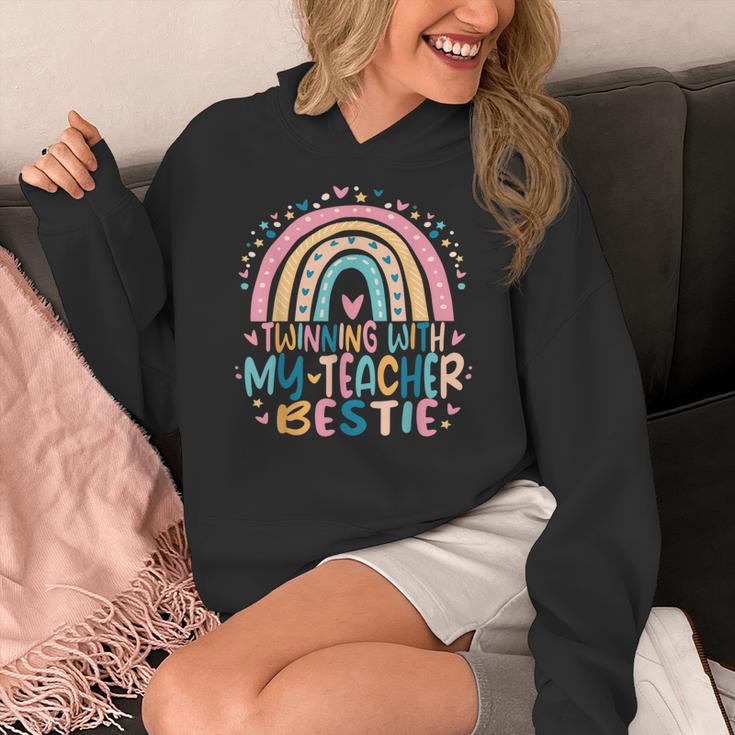 Twinning With My Teacher Bestie Rainbow Matching Teachers Women's Hoodie, funny design Twinning With My Teacher Bestie Rainbow Matching Teachers Women's Hoodie, funny design