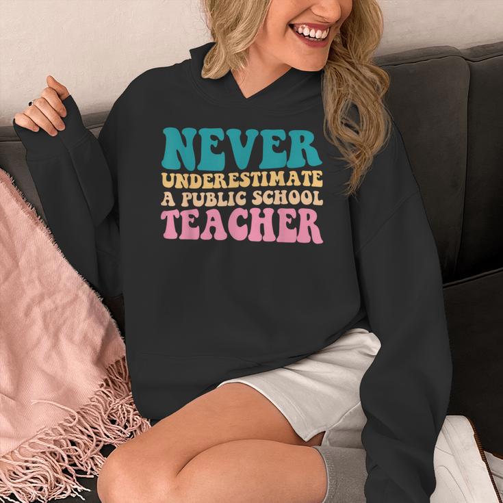 Never Underestimate A Public School Teacher Groovy Women Women's Hoodie, Groovy Teacher Gifts, funny design Never Underestimate A Public School Teacher Groovy Women Women's Hoodie, Groovy Teacher Gifts, funny design