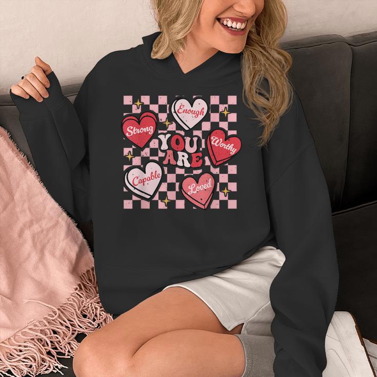 Valentine You Are Loved Worthy Enough Candy Heart Teacher For Men Women Girls Kids Women's Hoodie, funny design