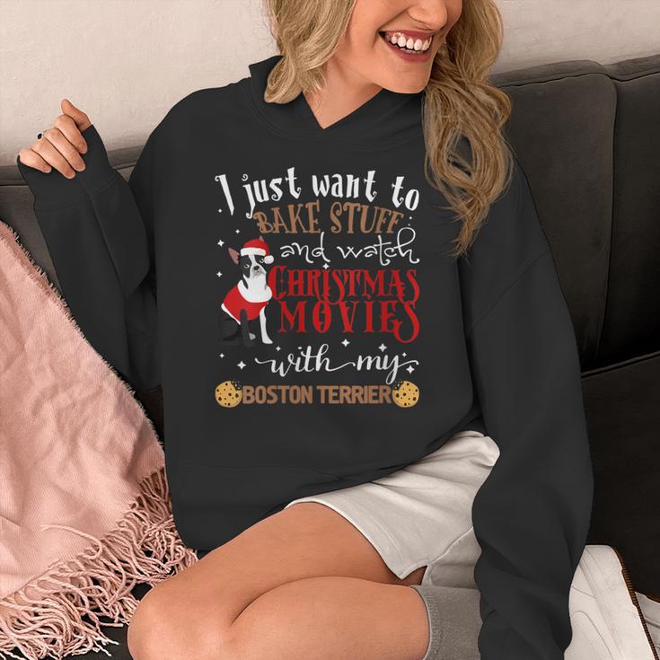 Watch Christmas Movies With My Boston Terrier Bostie Women's Hoodie, Boston Terrier Christmas Gifts, funny design
