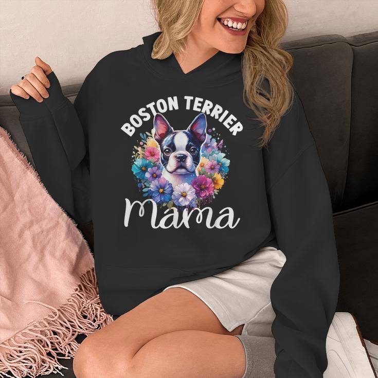 Watercolor Floral Boston Terrier Mama Dog Lover Mother's Day For Men Women Girls Kids Women's Hoodie, funny design