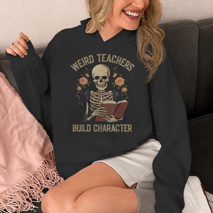 Weird Teachers Build Character Skeleton Book Halloween Women Women's Hoodie, funny design Weird Teachers Build Character Skeleton Book Halloween Women Women's Hoodie, funny design