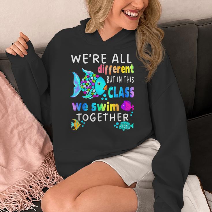 We'Re All Different But We Swim Together Elementary Teacher Women's Hoodie, funny design We'Re All Different But We Swim Together Elementary Teacher Women's Hoodie, funny design