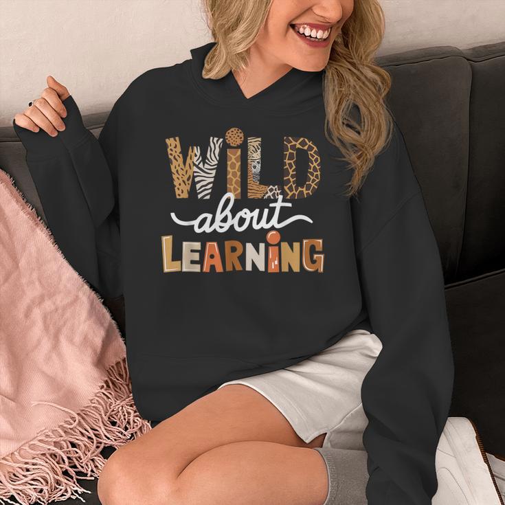 Wild About Learning Back To School First Day Teacher Student Women's Hoodie, funny design
