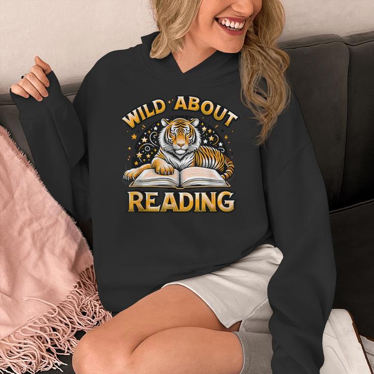 Wild About Reading Tiger For Teachers & Students Women's Hoodie, funny design