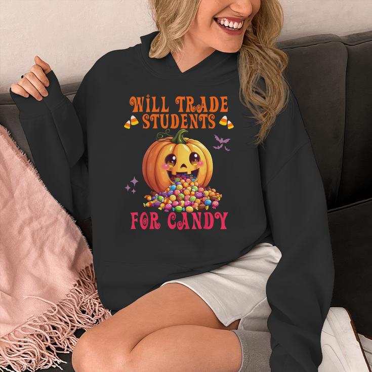 Will Trade Students For Candy Teacher Cute Halloween Pumpkin Women's Hoodie, funny design Will Trade Students For Candy Teacher Cute Halloween Pumpkin Women's Hoodie, funny design