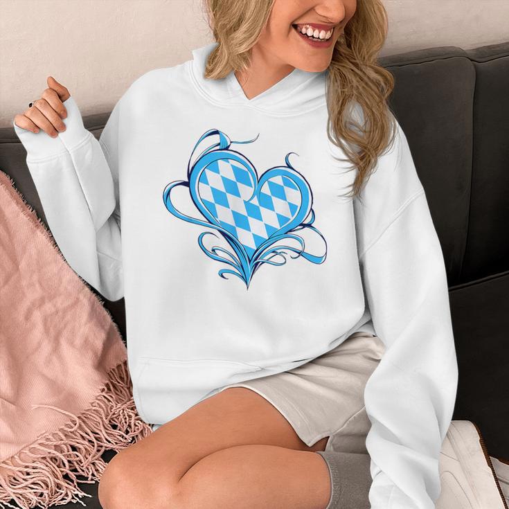 Bavarian Flag As Heart Blue Diamond Bavaria Women's Hoodie, funny design