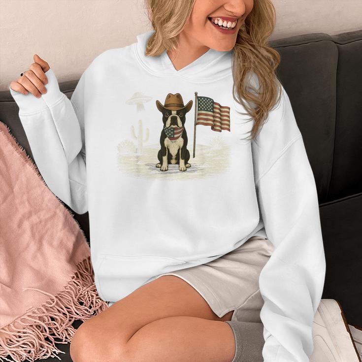 Boston Terrier 4th Of July US American Flag Dog Patriotic Women's Hoodie, Patriotic Boston Terrier Gifts, American Boston Terrier Gifts, Boston Terrier 4th Of July Gifts, funny design