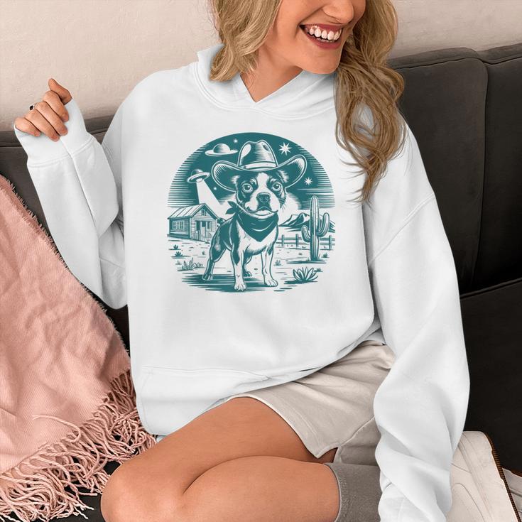 Boston Terrier Cowboy UFO Shirt Vintage Western Dog Mom Tee Women's Hoodie, Couple Gifts, Mom Gifts, Boston Terrier Mom Gifts, funny design