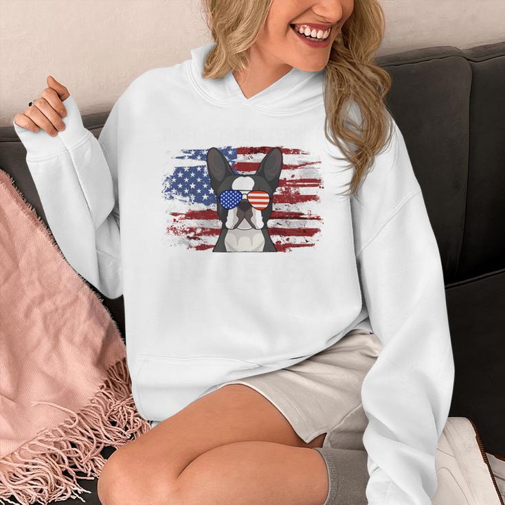 Boston Terrier Dad American Flag 4th Of July Dog Fathers Day Women's Hoodie, Couple Gifts, Boston Terrier Dad Gifts, American Boston Terrier Gifts, Boston Terrier 4th Of July Gifts, funny design