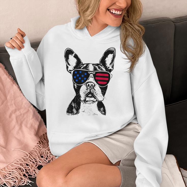 Boston Terrier Dog 4th July America USA Flag Men Women Kids Women's Hoodie, Boston Terrier 4th Of July Gifts, funny design