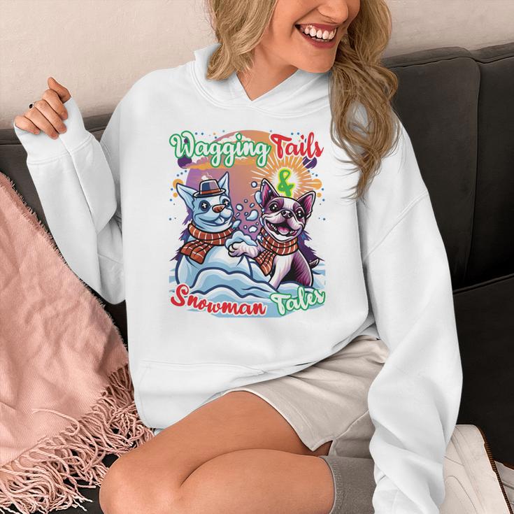 Boston Terrier Dog Christmas Snowman Winter Snow Women's Hoodie, Boston Terrier Christmas Gifts, funny design