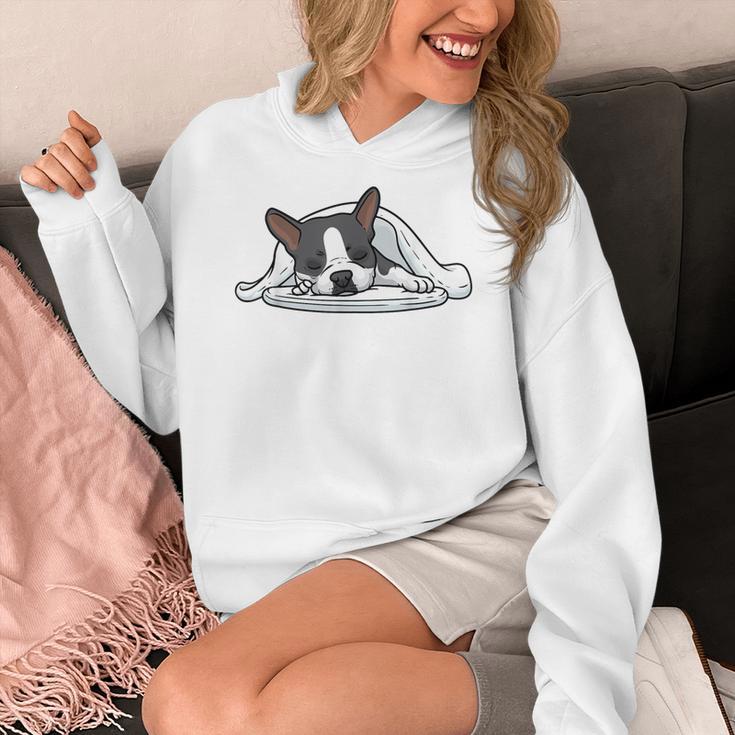 Boston Terrier Dog Official Sleeping Men Women Girls Kids Women's Hoodie, funny design