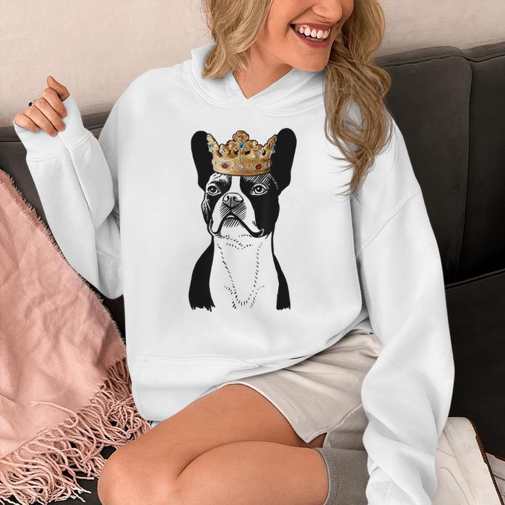 Boston Terrier Dog Wearing Crown For Men Women Girls Kids Women's Hoodie, funny design