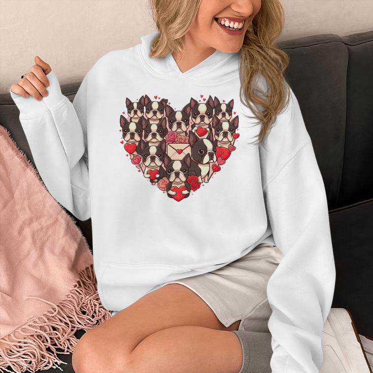 Boston Terrier Heart Valentine Boston Terrier Women's Hoodie, funny design