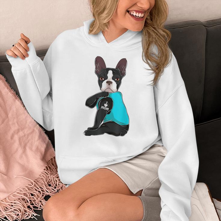 Boston Terrier I Love Mom Apparel Women's Hoodie, Couple Gifts, Mom Gifts, Boston Terrier Mom Gifts, funny design