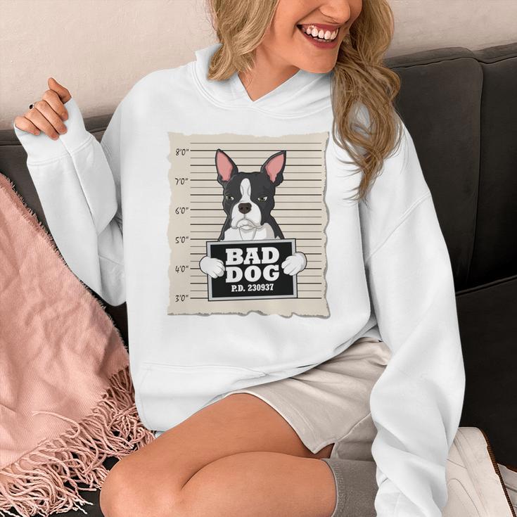 Boston Terrier Mug Shot Guilty Dog Women's Hoodie, funny design