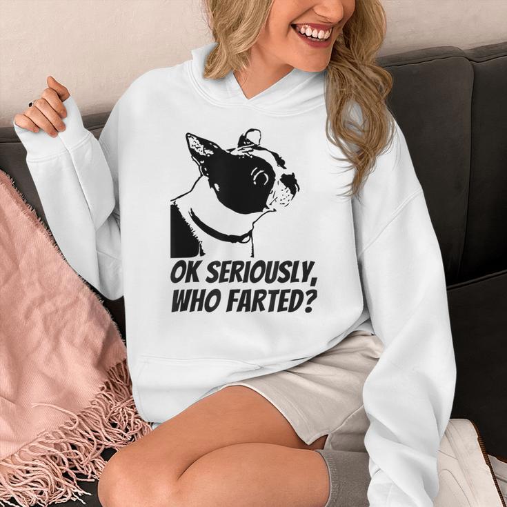 Boston Terrier Shirt Ok Seriously Who Farted Women's Hoodie, funny design