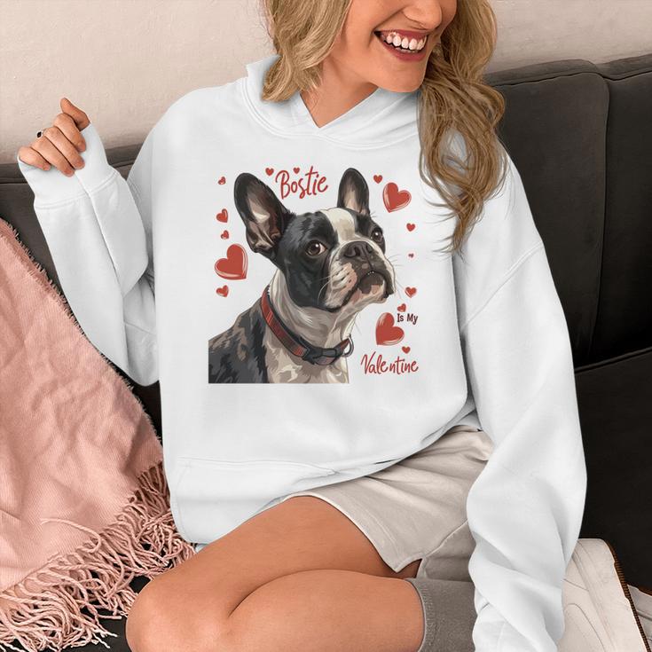 Boston Terrier Is My Valentine Cute Pet Dog Owner Valentine Women's Hoodie, funny design