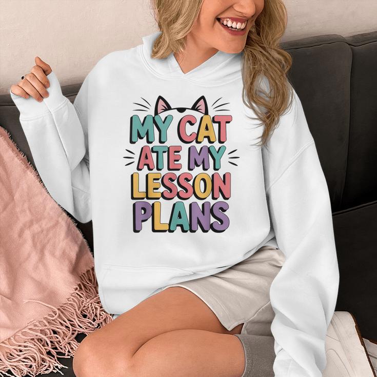 My Cat Ate My Lesson Plans Teacher Cat Humor Women's Hoodie, funny design My Cat Ate My Lesson Plans Teacher Cat Humor Women's Hoodie, funny design