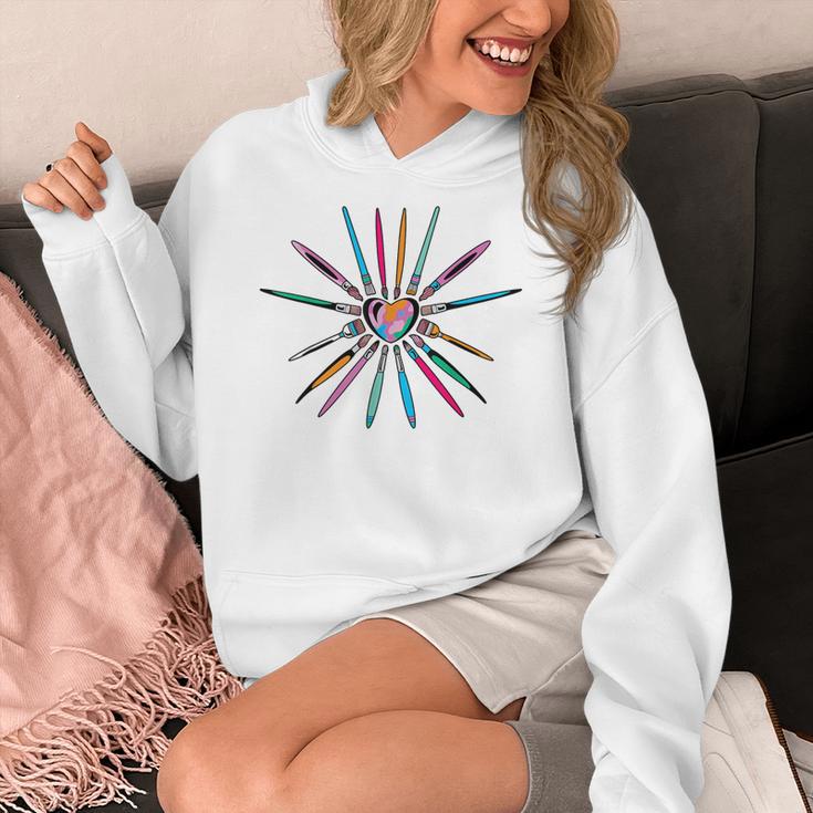 Cool Brush Heart Shape Art Teacher Paint For Artist Painter Women's Hoodie, funny design Cool Brush Heart Shape Art Teacher Paint For Artist Painter Women's Hoodie, funny design