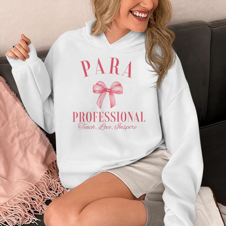 Coquette Bow Paraprofessional School Para Squad Teacher Aide Women's Hoodie, funny design Coquette Bow Paraprofessional School Para Squad Teacher Aide Women's Hoodie, funny design