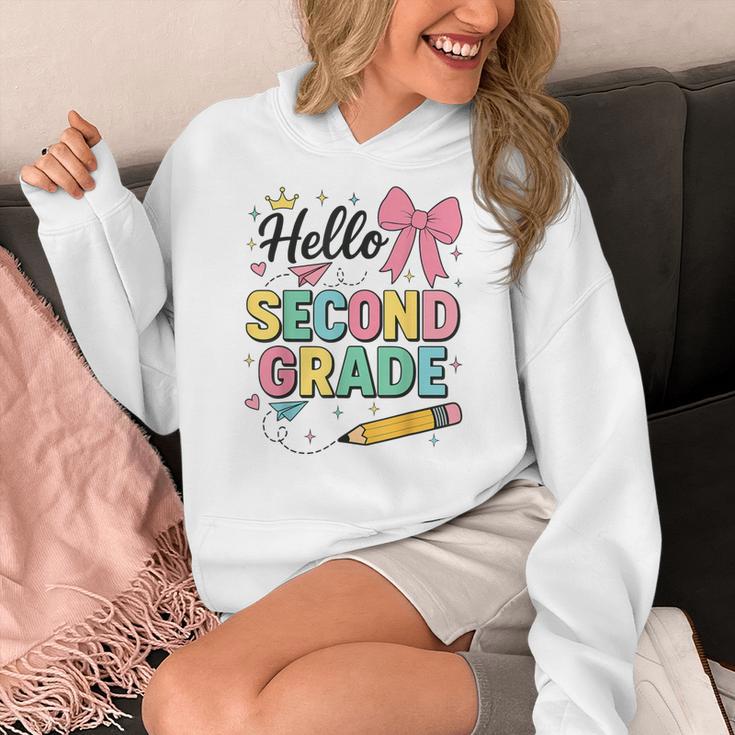 Cute Hello Second Grade Back To School Coquette Teacher Girl Women's Hoodie, funny design Cute Hello Second Grade Back To School Coquette Teacher Girl Women's Hoodie, funny design