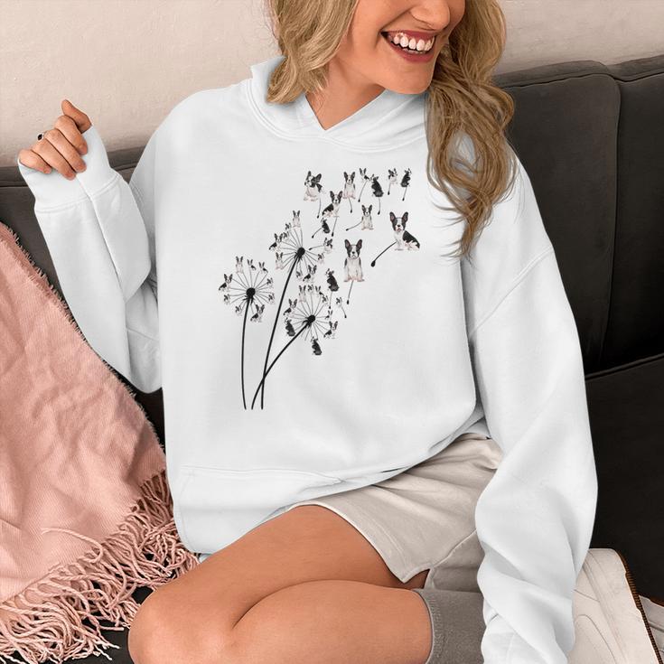 Dandelion Boston Terrier Flower Floral Bostie Tree Women's Hoodie, funny design