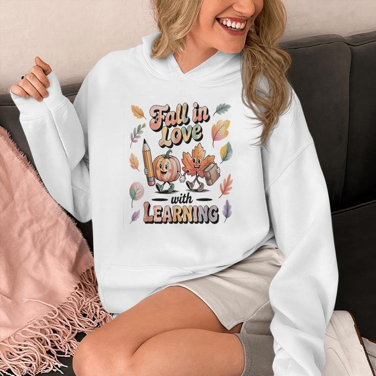 Fall In Love With Learning Teacher Autumn School Women's Hoodie, funny design Fall In Love With Learning Teacher Autumn School Women's Hoodie, funny design
