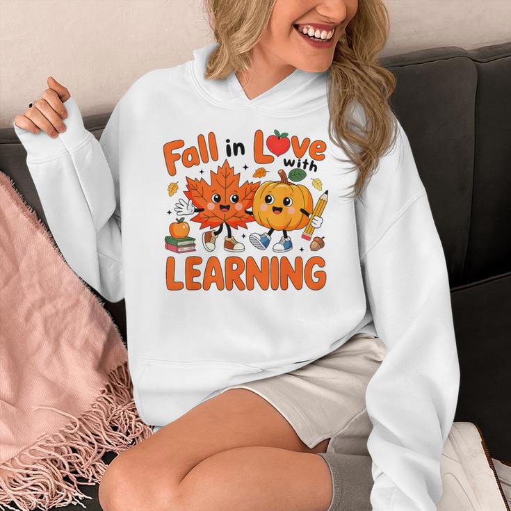 Fall In Love With Learning Thanksgiving Teacher Student Kids Women's Hoodie, funny design Fall In Love With Learning Thanksgiving Teacher Student Kids Women's Hoodie, funny design