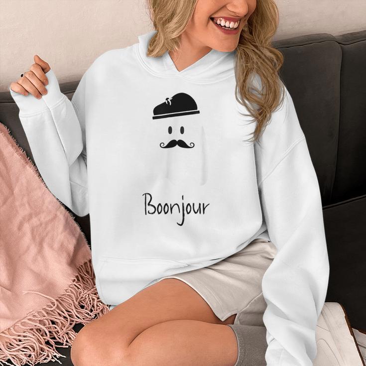 French Teacher Halloween Bonjour Ghost Women's Hoodie, funny design