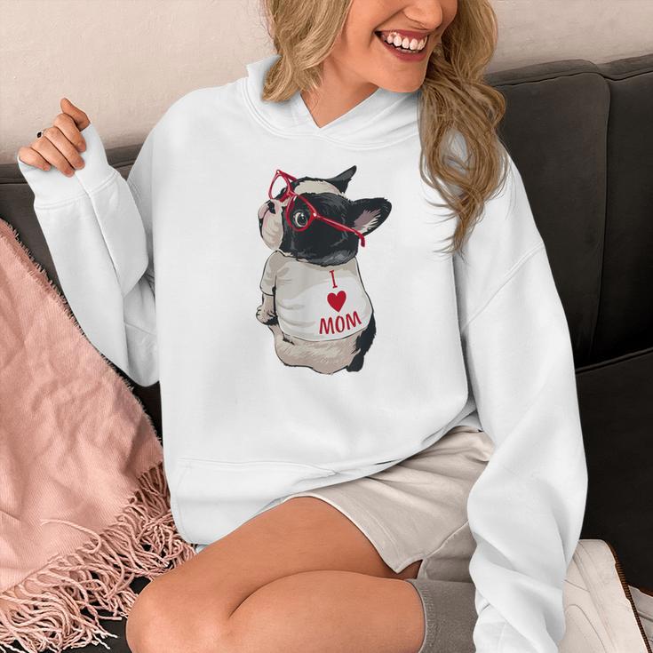 Girls I Heart Mom Love Mama Boston Terrier Dog Lover Women's Hoodie, Couple Gifts, Mom Gifts, Boston Terrier Mom Gifts, funny design