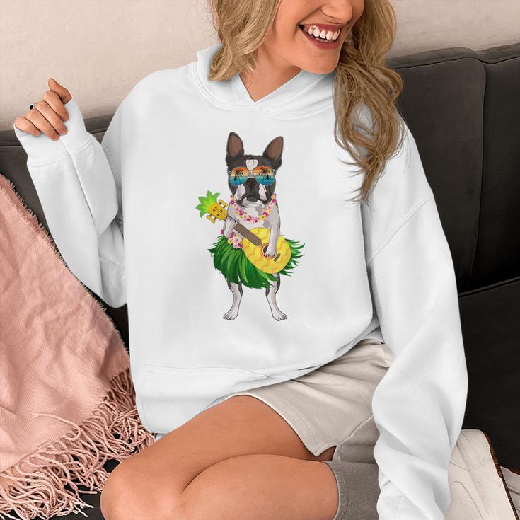 Hawaiian Boston Terrier Dog Pineapple Ukulele Summer For Men Women Girls Kids Women's Hoodie, funny design