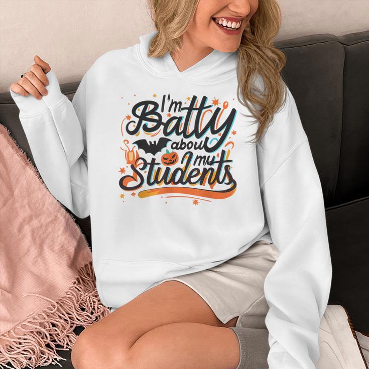 I'm Batty About My Students Watercolor Bat Teacher Halloween Women's Hoodie, funny design I'm Batty About My Students Watercolor Bat Teacher Halloween Women's Hoodie, funny design