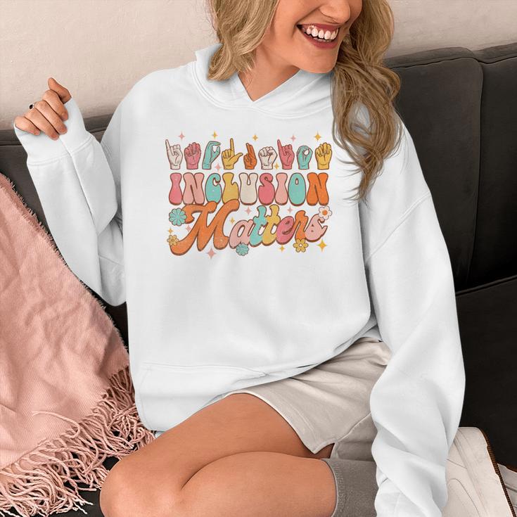 Inclusion Matters Groovy American Sign Language ASL Teacher For Men Women Women's Hoodie, Groovy Teacher Gifts, funny design Inclusion Matters Groovy American Sign Language ASL Teacher For Men Women Women's Hoodie, Groovy Teacher Gifts, funny design