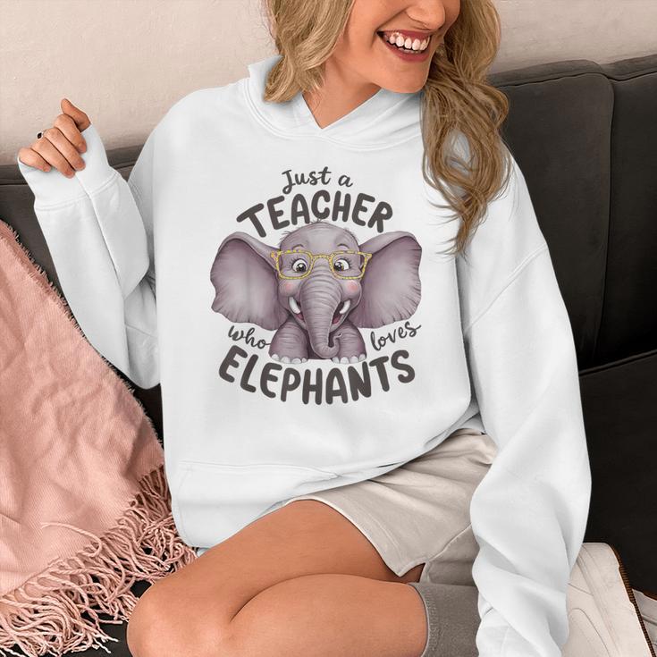 Just a Teacher Who Loves Elephants Elephant Lover Educator Women's Hoodie, funny design