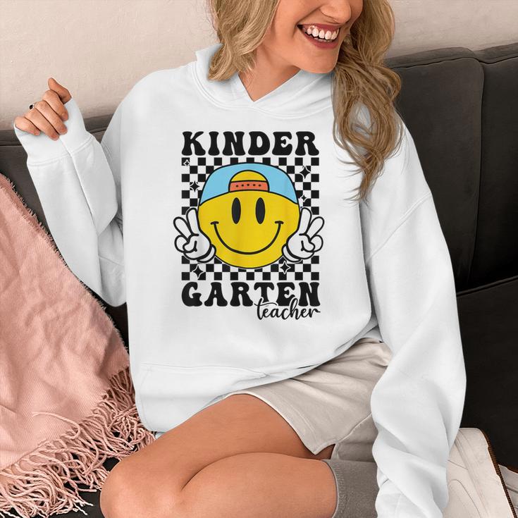 Kindergarten Teacher Hippie Smile Face Back School Women's Hoodie, funny design Kindergarten Teacher Hippie Smile Face Back School Women's Hoodie, funny design