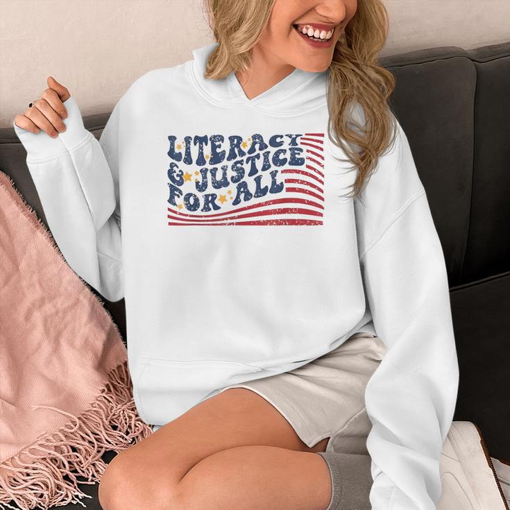 Literacy Justice For All Teacher Women's Hoodie, funny design