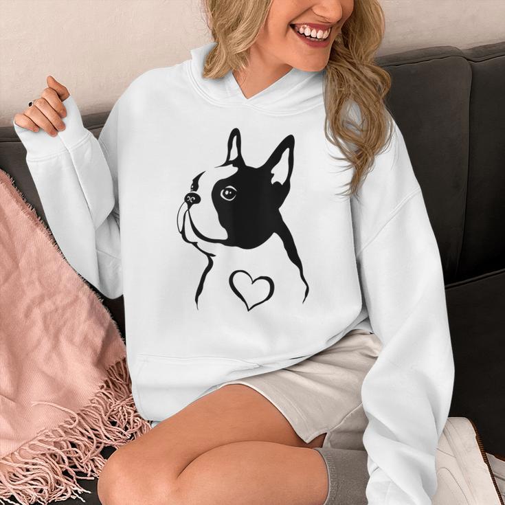 I Love My Boston Terrier Dog With Heart Women's Hoodie, funny design