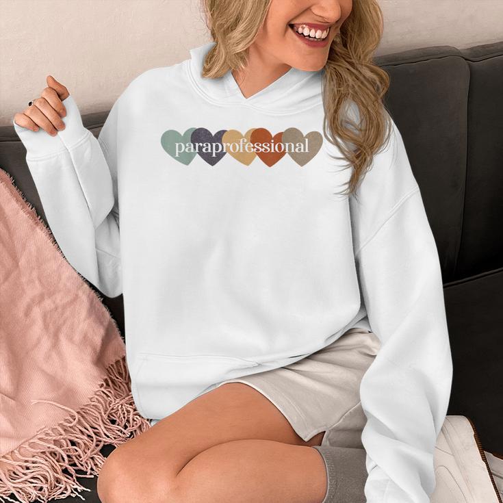 Paraprofessional Teacher Hearts Back To School Teach Rainbow Men Women Kids Women's Hoodie, funny design