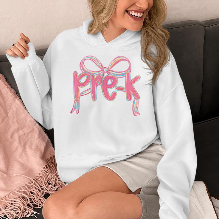 Preppy Pre k Back To School Pre-k Teachers Girls Cute Bow Women's Hoodie, funny design Preppy Pre k Back To School Pre-k Teachers Girls Cute Bow Women's Hoodie, funny design