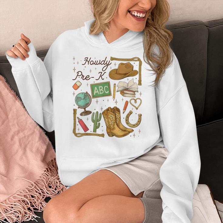 Retro Howdy Pre-K Back To School Western Teacher Women's Hoodie, funny design Retro Howdy Pre-K Back To School Western Teacher Women's Hoodie, funny design