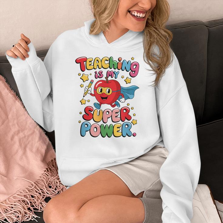 Retro Teaching Is My Superpower Apple Teacher Appreciation Women's Hoodie, funny design Retro Teaching Is My Superpower Apple Teacher Appreciation Women's Hoodie, funny design