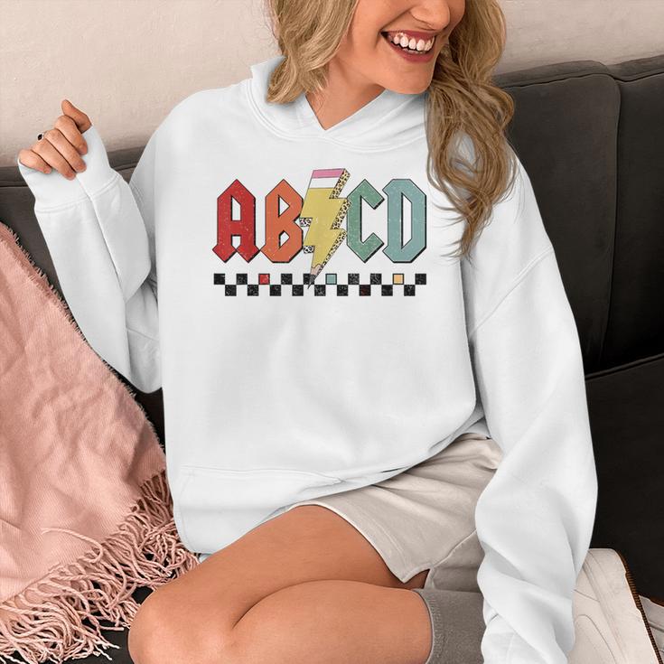 Rock Abcd Back To School Abcd Preschool Teacher Appreciation Women's Hoodie, funny design Rock Abcd Back To School Abcd Preschool Teacher Appreciation Women's Hoodie, funny design