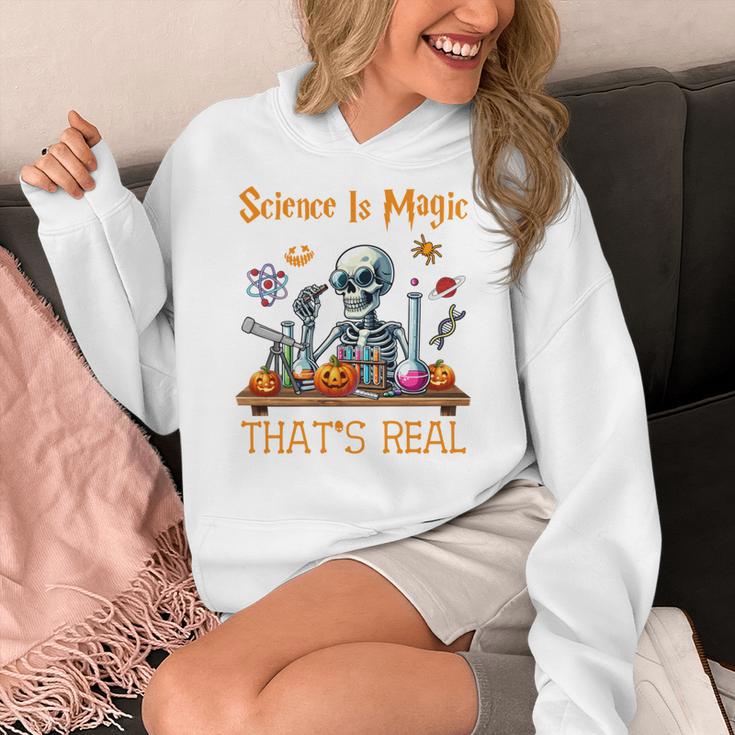 Science Is Magic Halloween Skeleton Students Teacher Women's Hoodie, Science Teacher Gifts, funny design