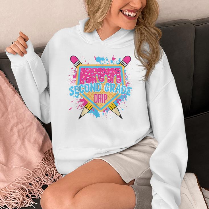Second Grade Drip Ice Cream Home Plate Baseball Teachers Kid Women's Hoodie, funny design