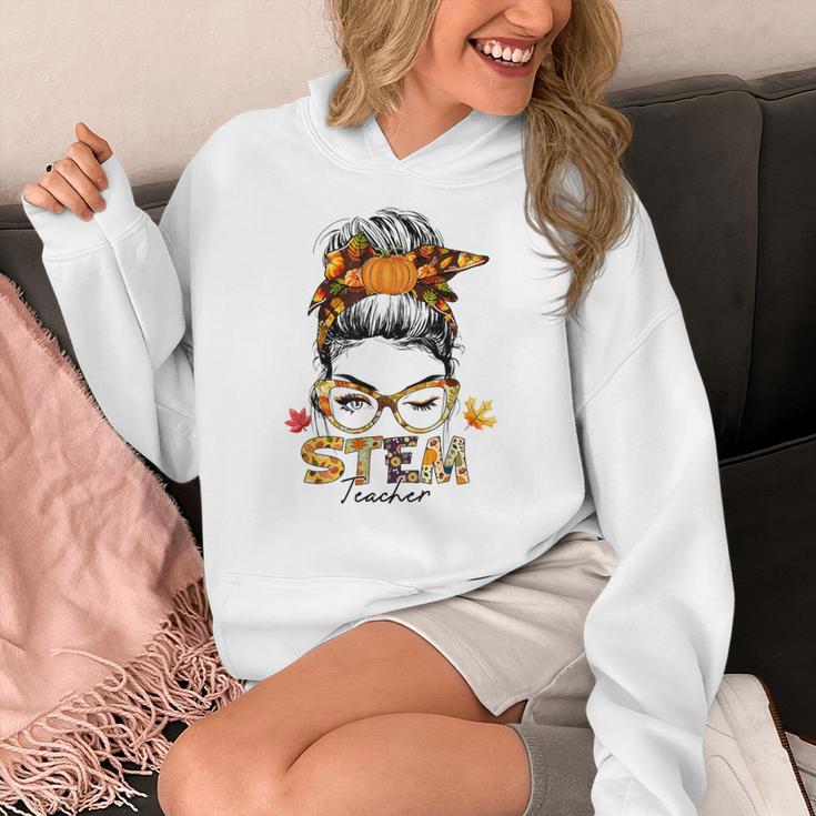 STEM Teacher Messy Bun Fall Vibes Autumn Thanksgiving Men Women Women's Hoodie, funny design STEM Teacher Messy Bun Fall Vibes Autumn Thanksgiving Men Women Women's Hoodie, funny design