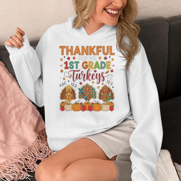 Teach Thanksgiving Teacher Thankful For My 1st Grade Turkeys Women's Hoodie, funny design Teach Thanksgiving Teacher Thankful For My 1st Grade Turkeys Women's Hoodie, funny design