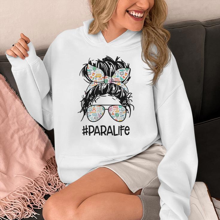 Teacher Para Life Tee Paraprofessional Cute Messy Bun Women's Hoodie, funny design